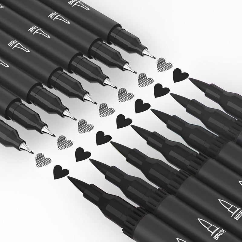 Mogyann Drawing Pens, 12 Pack Dual Brush Pens Black Markers for Art Drawing Sketching - Image 4